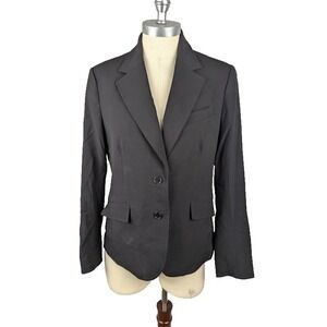 Anne Klein Black Bi-Stretch Two Button Blazer Size 8 Notch Collar Suit Separates